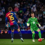 KEMBALI BERMAIN - Kiper utama Blaugrana, Marc-André ter Stegen, kembali bermain setelah 7 bulan absen. Stegen menjadi starter dalam pertandingan Real Valladolid vs Barcelona, di Stadion Jose Zorrilla, Minggu (4/5/2025) dini hari. (X @mterstegen1)
