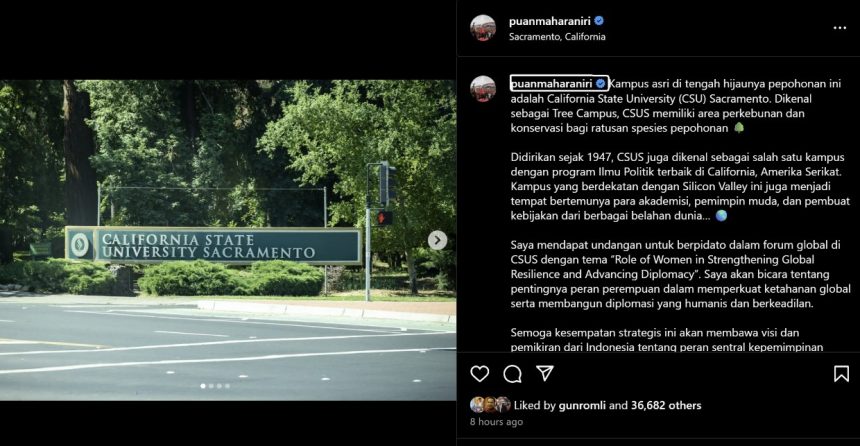 Ketua DPR RI Puan Maharani mendapat undangan berpidato dalam forum global di California State University Sacramento Amerika Serikat.